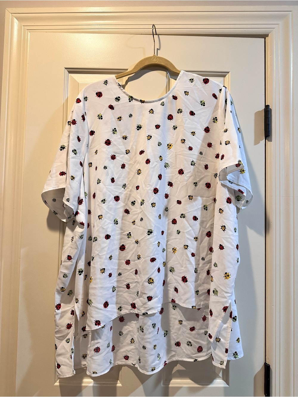White Floral Print Tunic Top